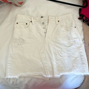 White denim skirt with frayed bottom worn once